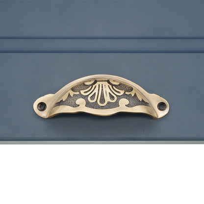 Floral Cup Pull Antique Brass