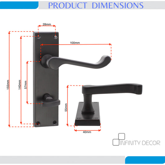 Poignée à levier de confidentialité à défilement victorien 150 mm noir mat