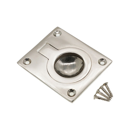 Ring Pull Square Flush Polished Nickel