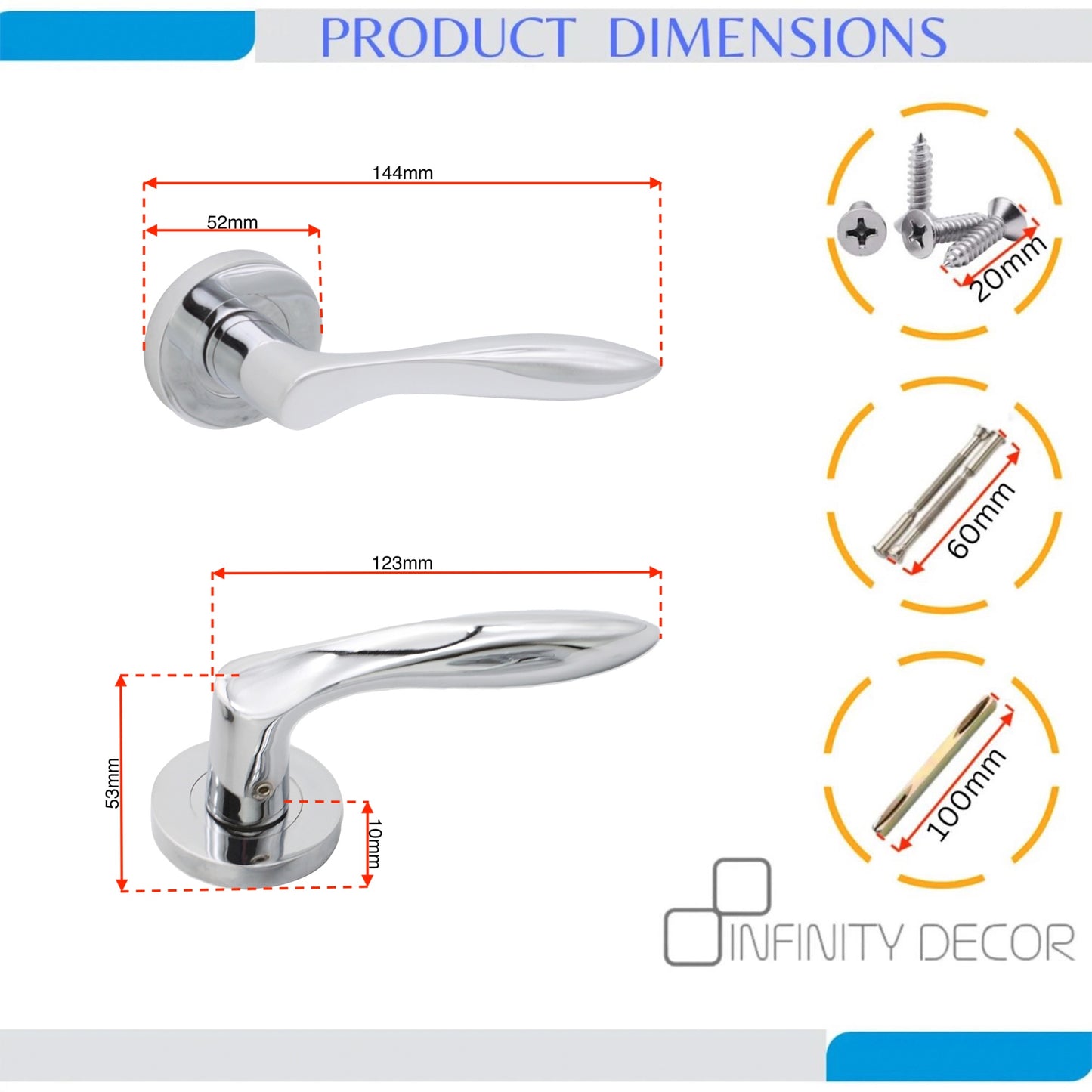 Pearle Lever on Rose Polished Chrome Lock Pack