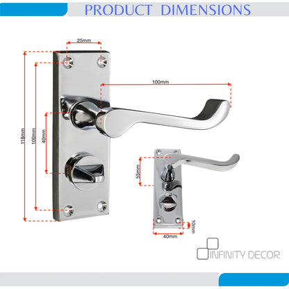 Polished Chrome Victorian Scroll Privacy Lever Handle Home Decor 
