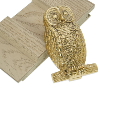 Heurtoir de porte hibou en laiton poli