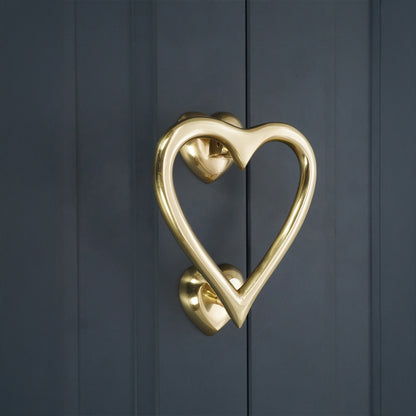 Polished Brass Heart Door Knocker Home Decor
