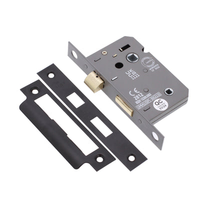 2.5" CE 3 Lever Bathroom Lock FD60 - Matt Black