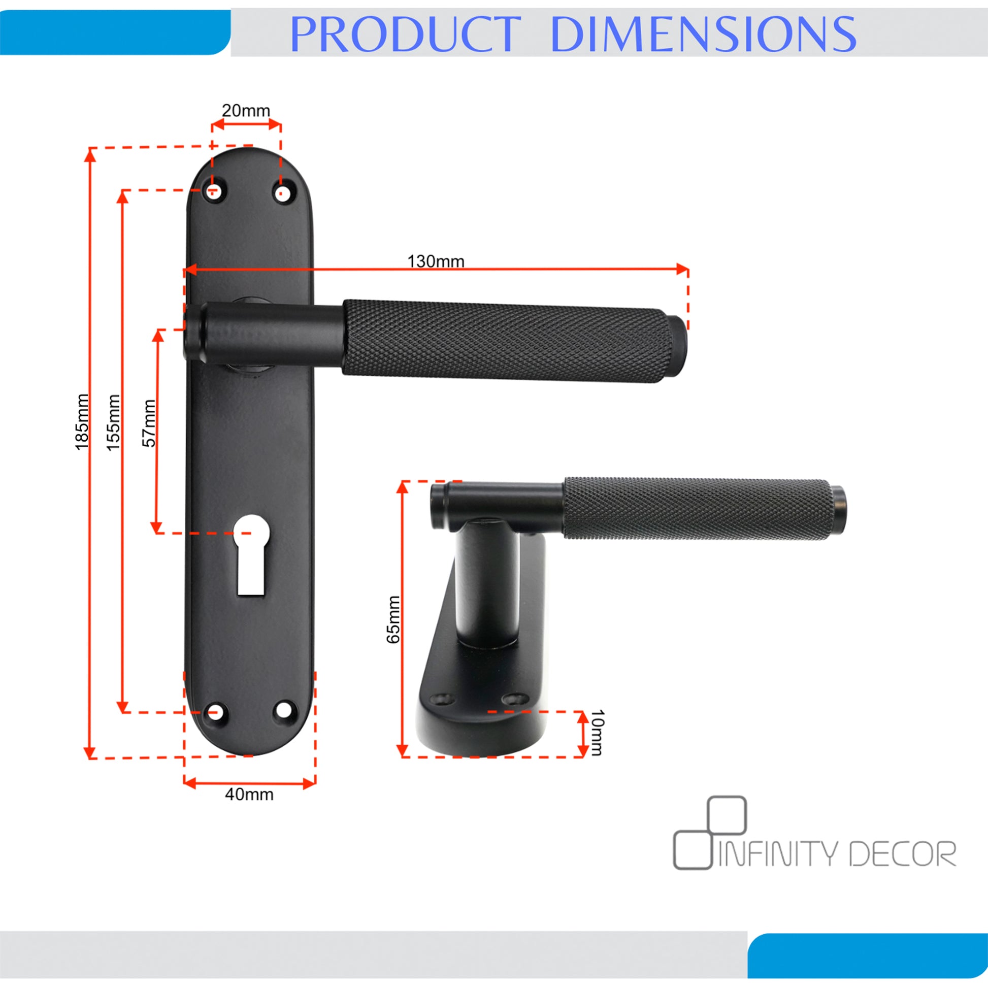 Matt Black Lever on Backplate Lock Home Decor  