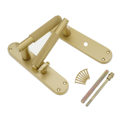 Connaught Knurled Lever on Backplate Privacy Satin Brass