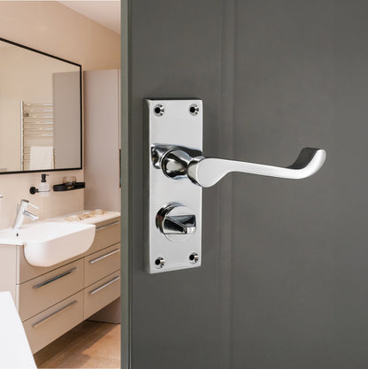 Polished Chrome Victorian Scroll Privacy Lever Handle Home Decor 