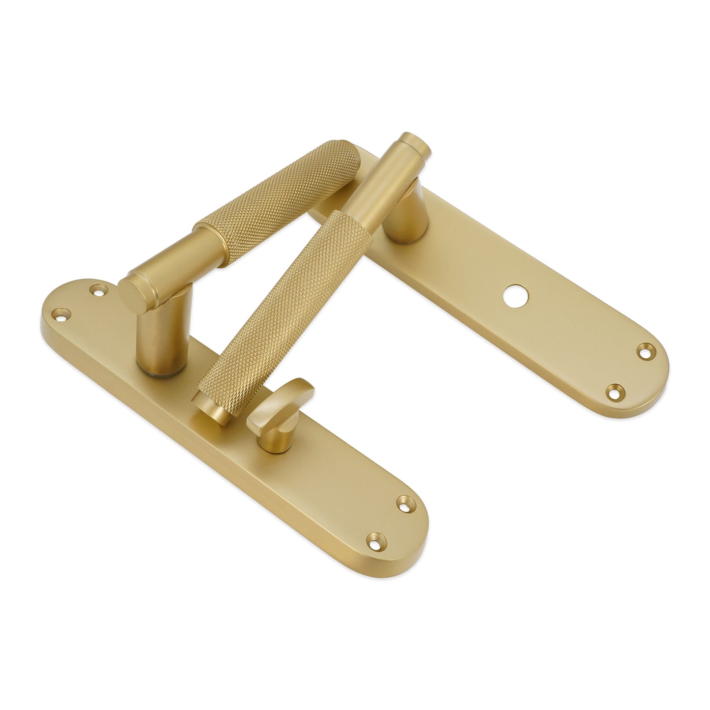 Connaught Knurled Lever on Backplate Privacy Satin Brass