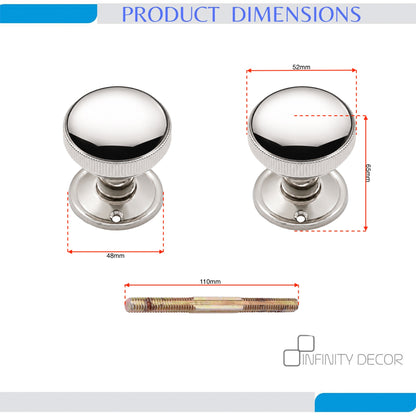 Polished Nickel Edwardian Ball Rim/Mortice Door Knob Home Decor