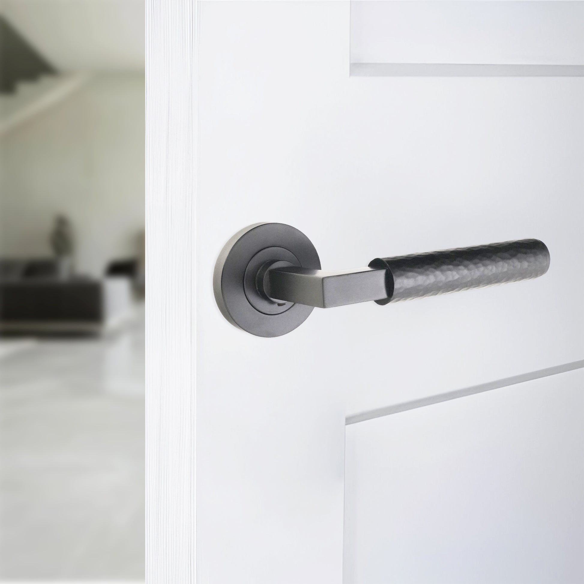 Matt Black Lever on Rose Door Handle Home Decor 