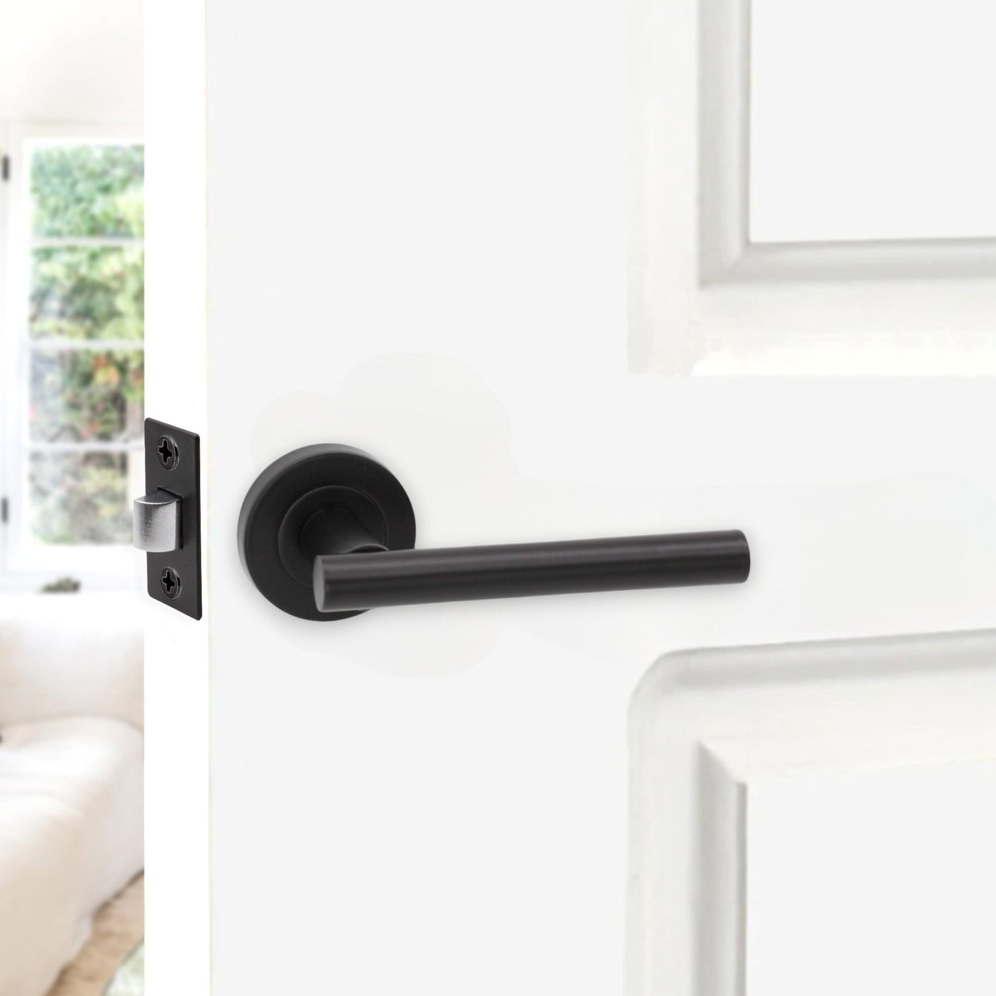 Matt Black Lever on Rose Latch Pack Home Decor 