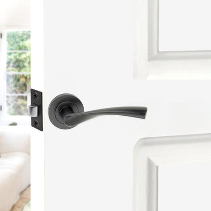 Mercury Lever on Rose Matt Black Latch Pack