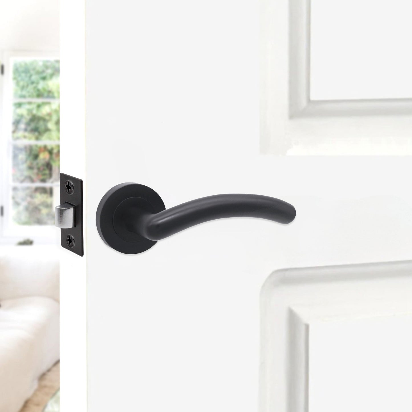 Matt Black Lever on Rose Latch Pack Home Decor 