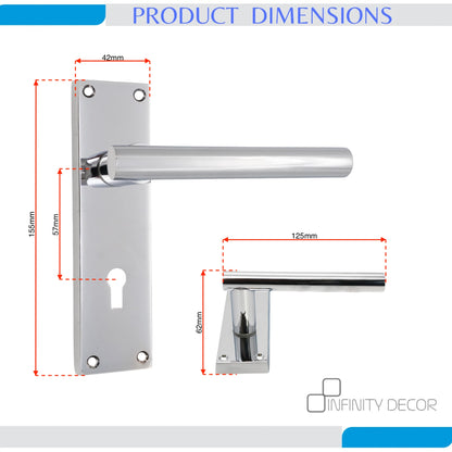 Polished Chrome Lever on Backplate Lock Door Home Decor