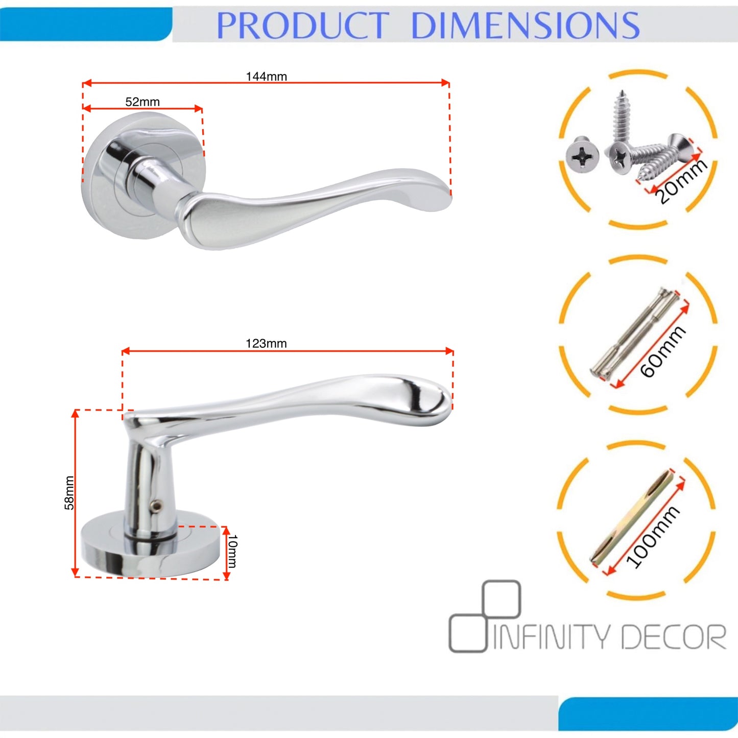 Rosalie Lever on Rose Polished Chrome Lock Pack
