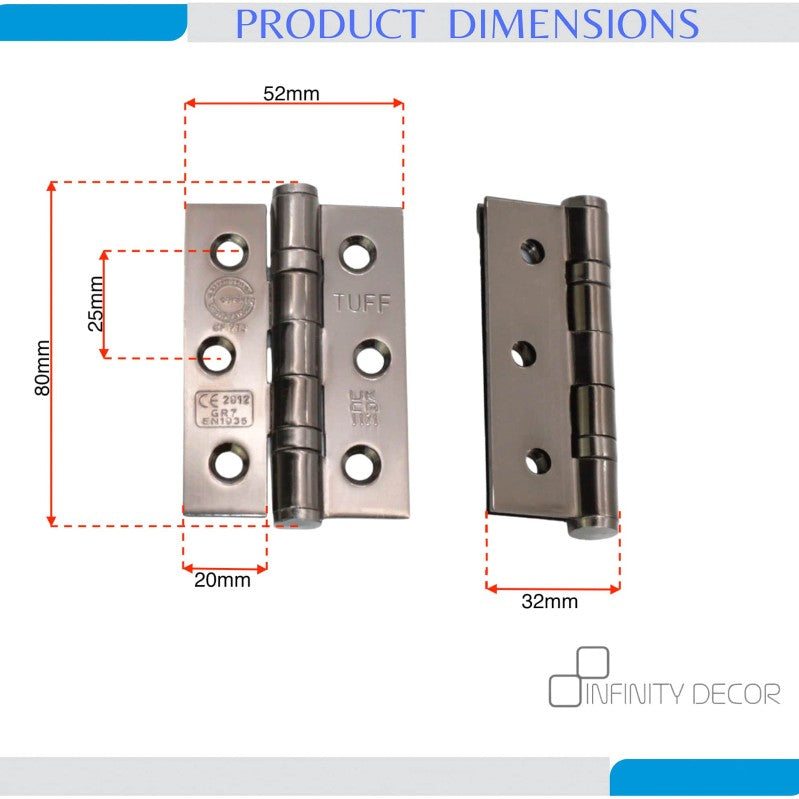 CE7 Mild Steel BB Butt Hinge - Black Nickel