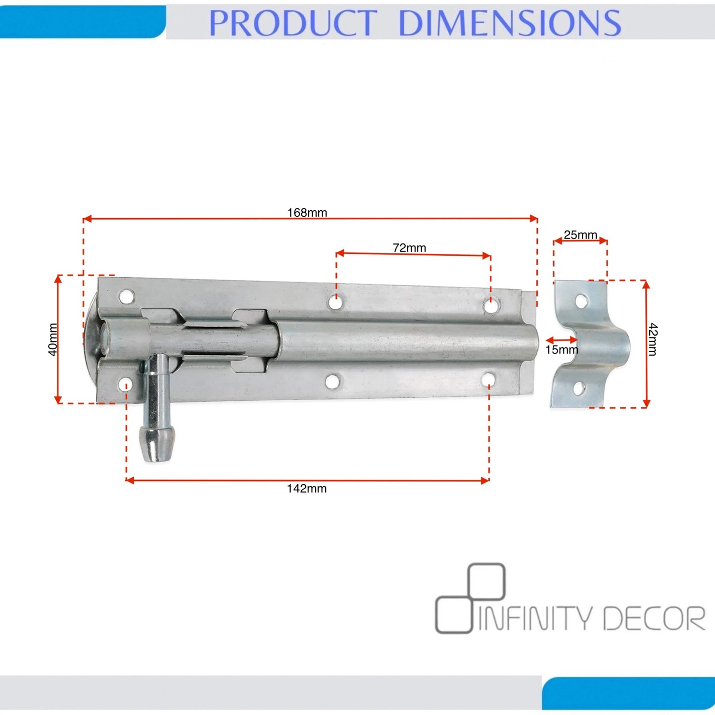 Straight Iron Barrel Bolt Home Decor 