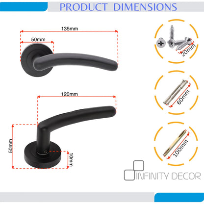 Matt Black Lever on Rose Latch Pack Home Decor 