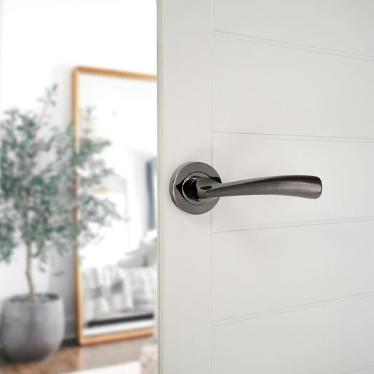 Poignée de porte Leygo à levier en nickel noir