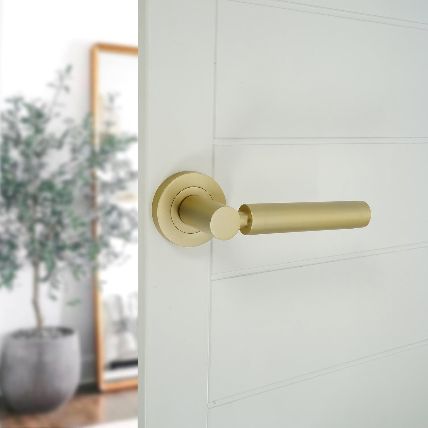 Zest Lever on Rose Satin Brass Bathroom Pack