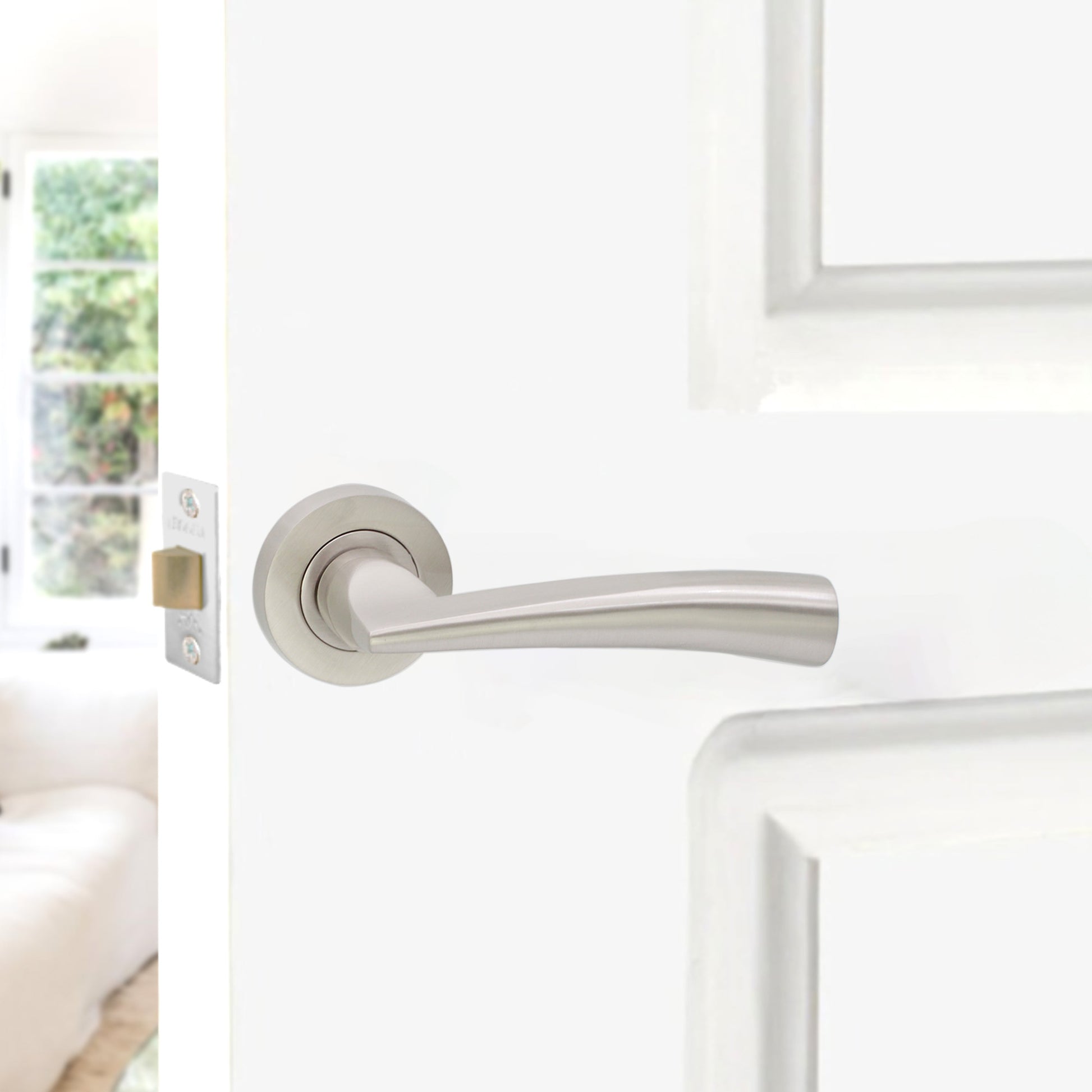 Satin Nickel Lever Door Handle  Home Decor 