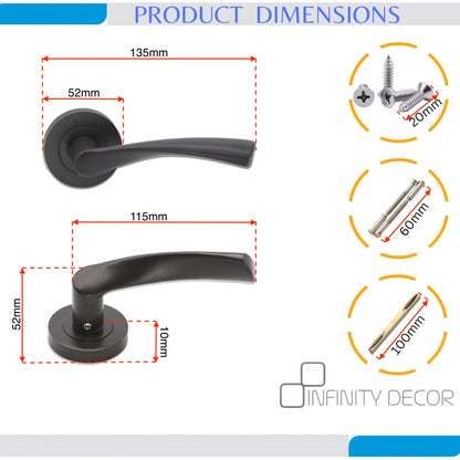 Matt Black Lever on Rose Lock Pack Home Decor  