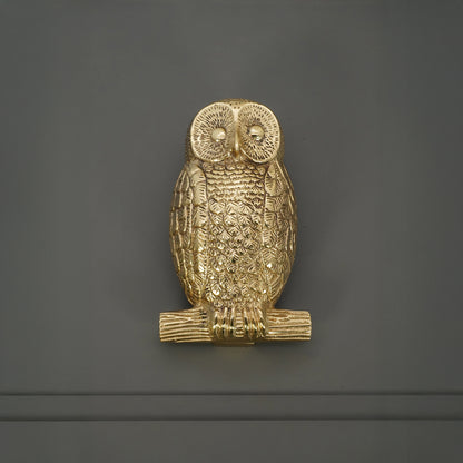 Heurtoir de porte hibou en laiton poli