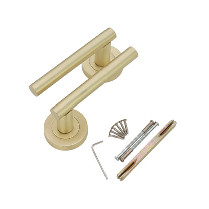 Satin Brass Jura Lever on Rose Latch Pack Home Decor 
