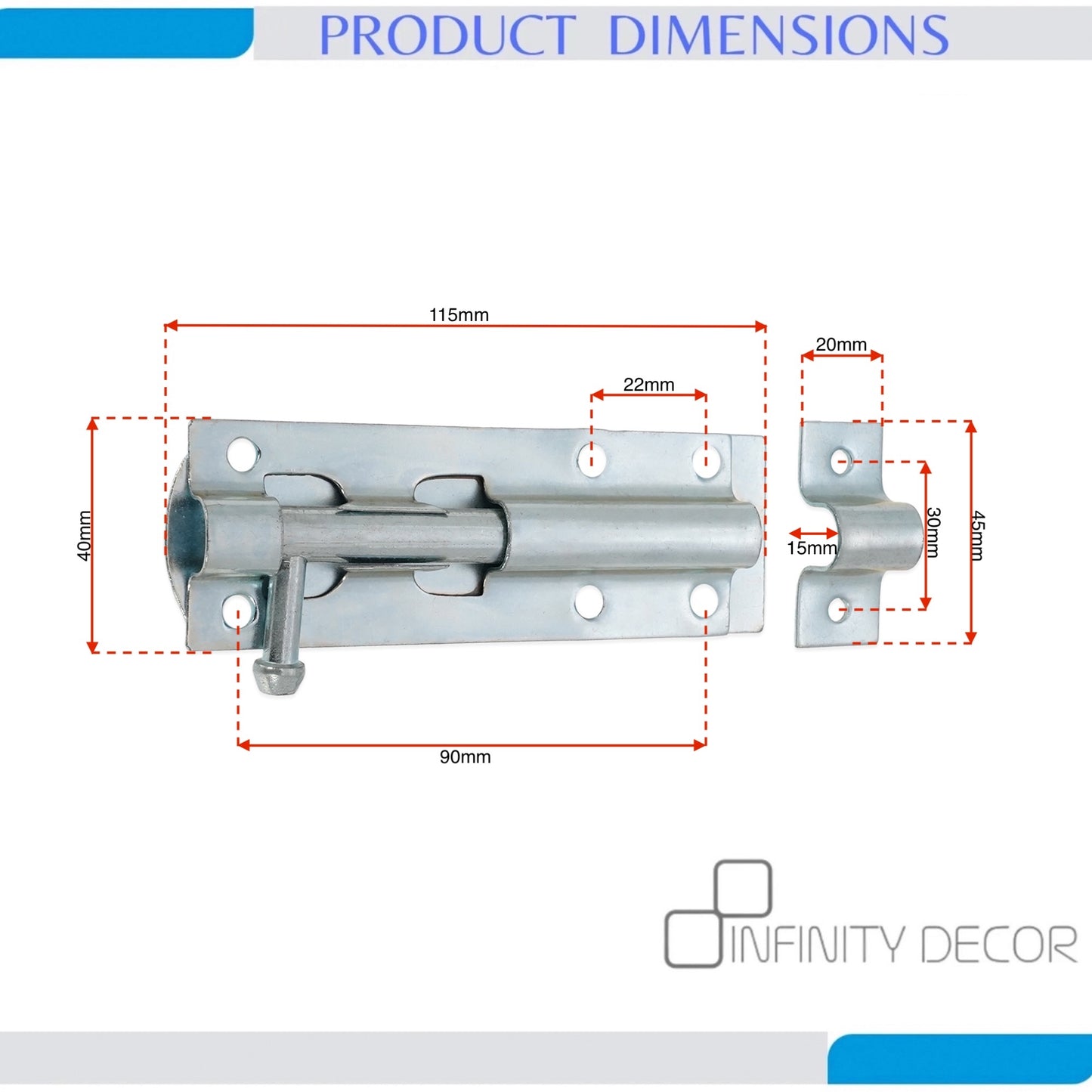 Straight Barrel Bolt Home Decor 