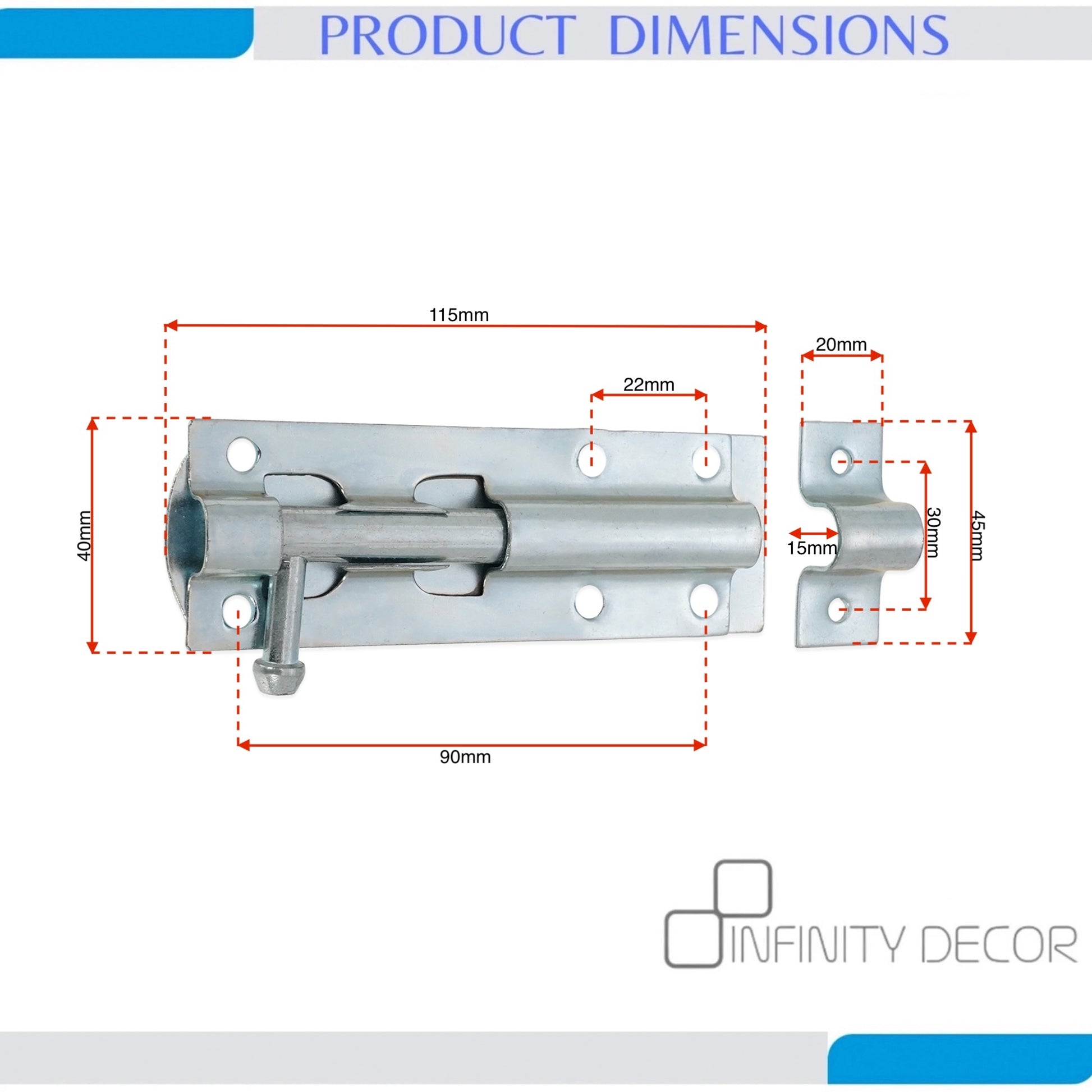 Straight Barrel Bolt Home Decor 
