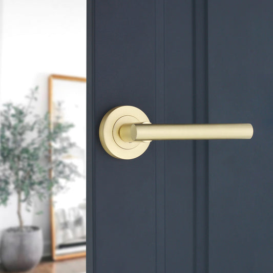 Jura Lever Door Handle Satin Brass