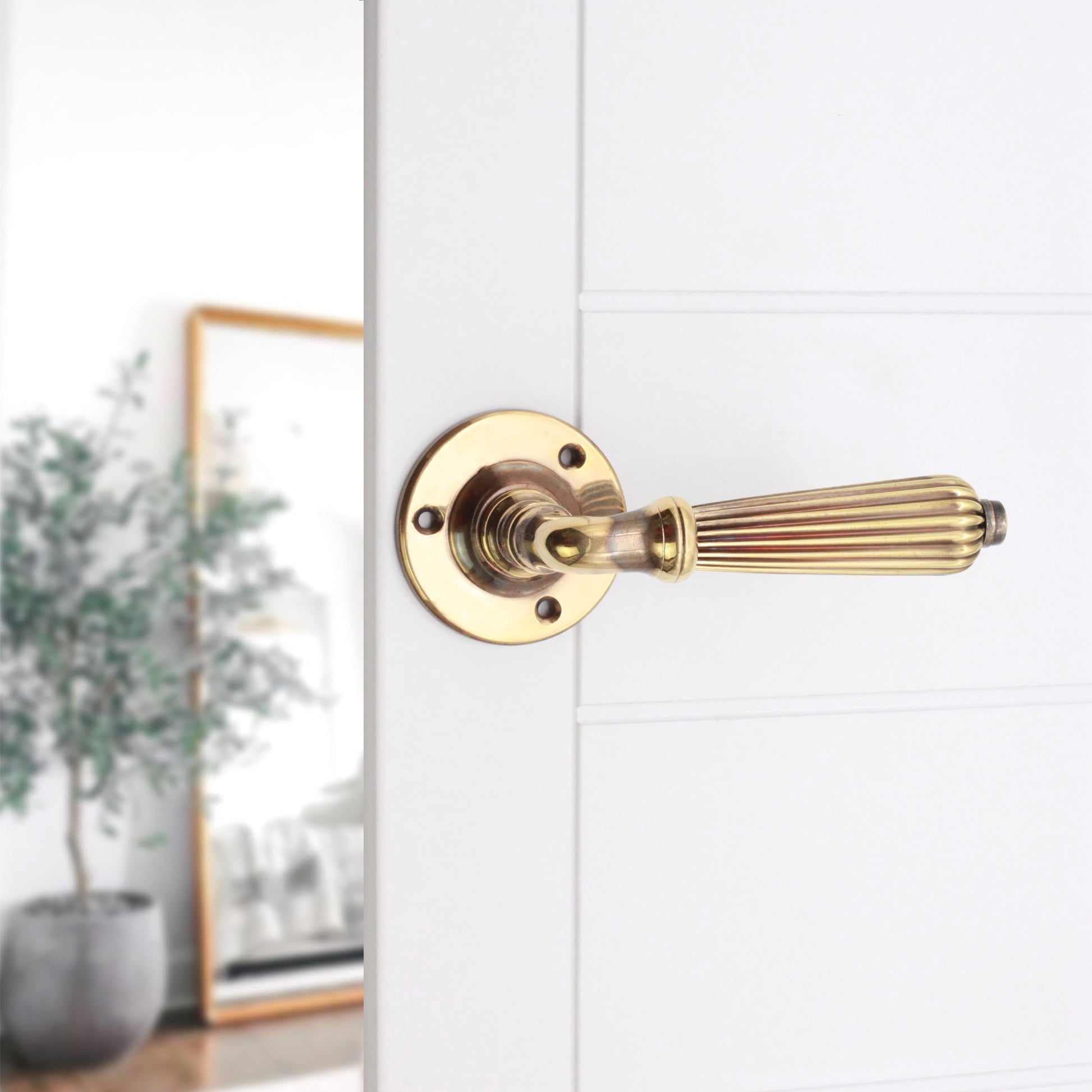 Aged Brass Lever Door Handle Home Decor  
