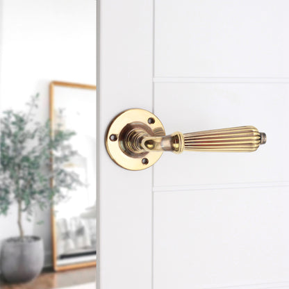 Aged Brass Lever Door Handle Home Decor  
