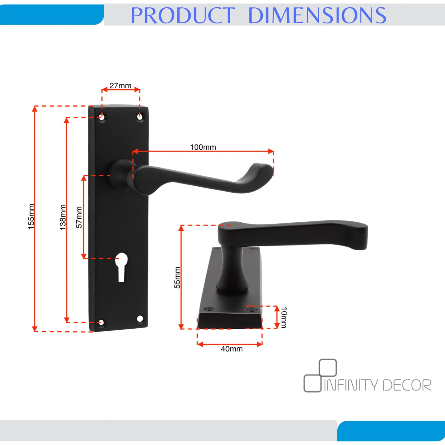 Matt Black Lever on Backplate Door Handles Home Decor