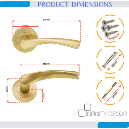 Satin Brass Lever Door Handle Home Decor 