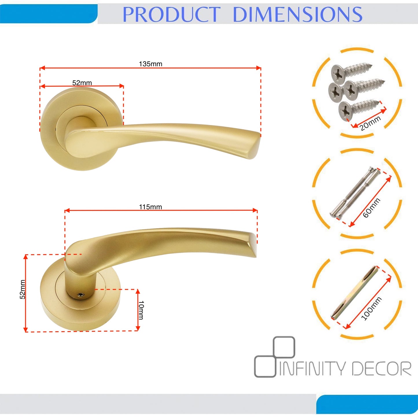Mercury Lever Türgriff Bad-Set Satiniertes Messing