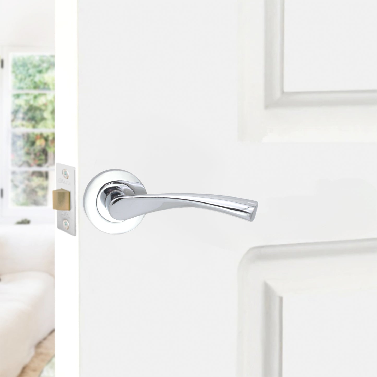 Polished Chrome Lever Door Handle Home Decor  