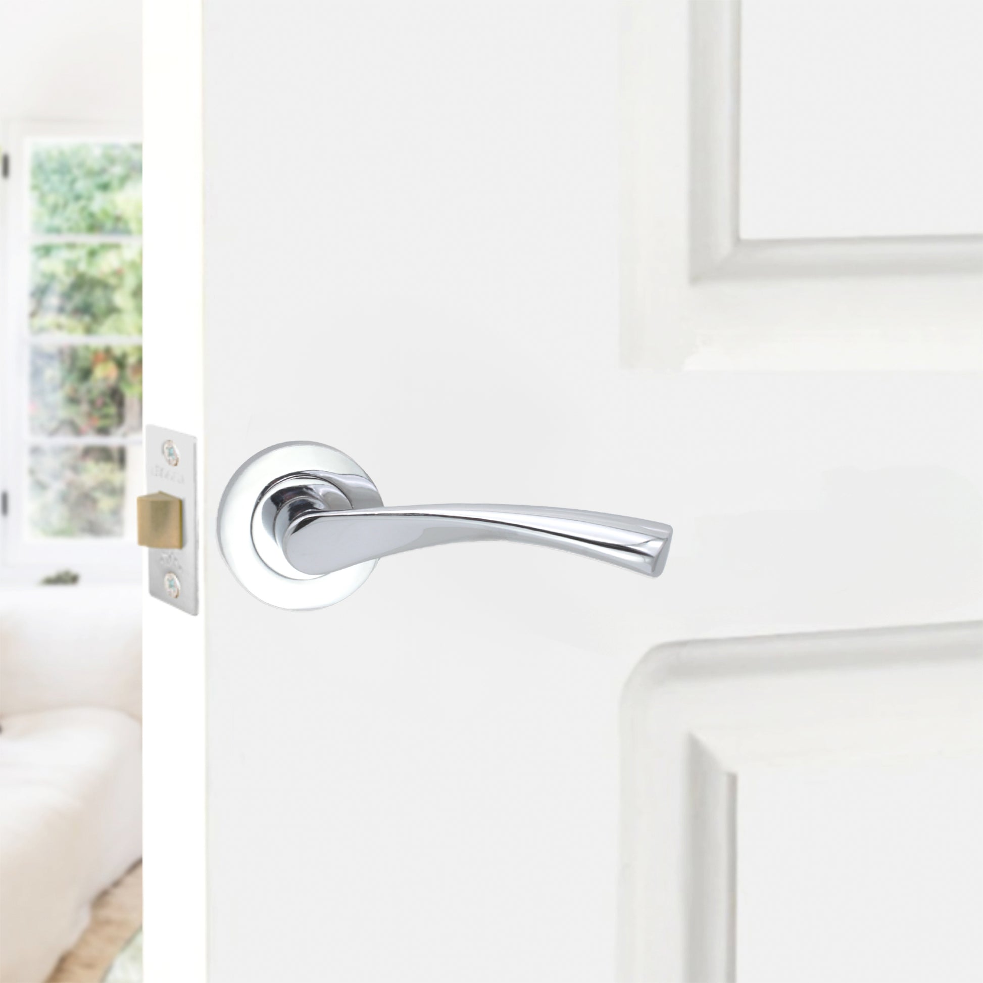 Polished Chrome Lever Door Handle Home Decor  