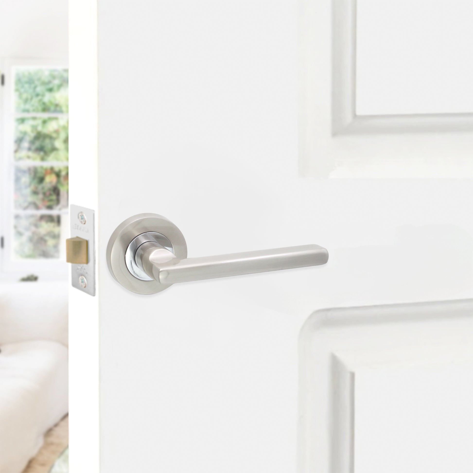 Dual Tone Lever on Rose Latch Home Decor
