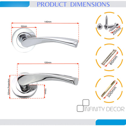 Polished Chrome Lever Door Handle Home Decor  