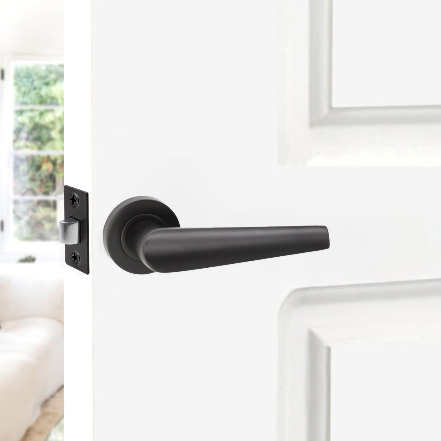 Matt Black Lever on Rose Latch Pack