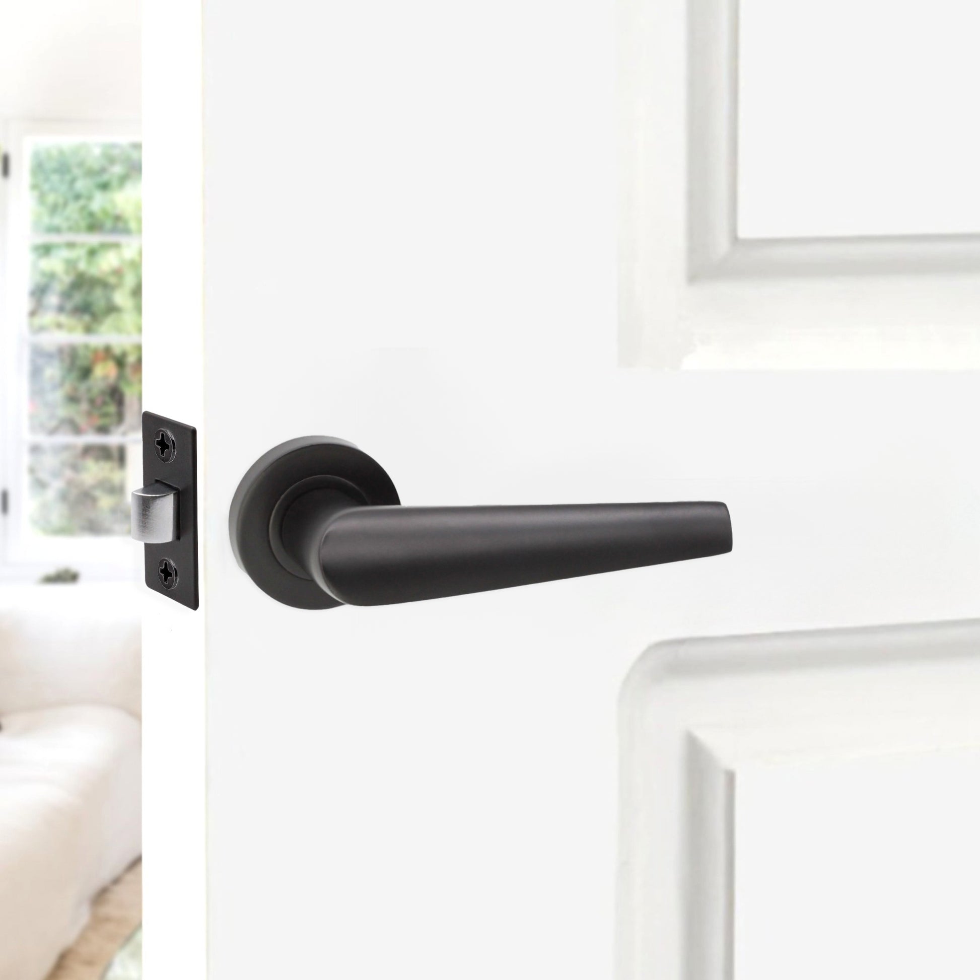 Matt Black Lever on Rose Latch Pack