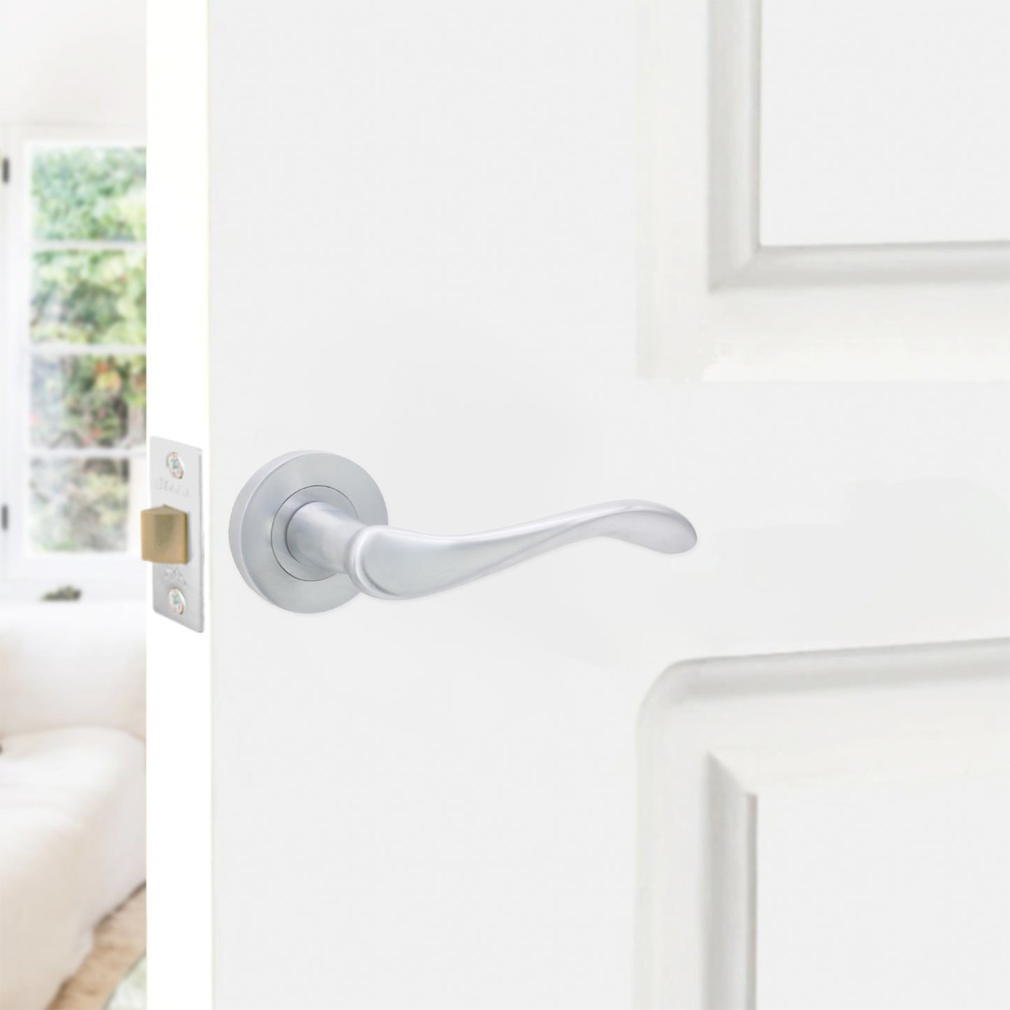 Rosalie Lever on Rose Satin Chrome Latch Pack