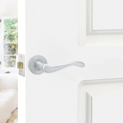 Rosalie Lever on Rose Satin Chrome Latch Pack