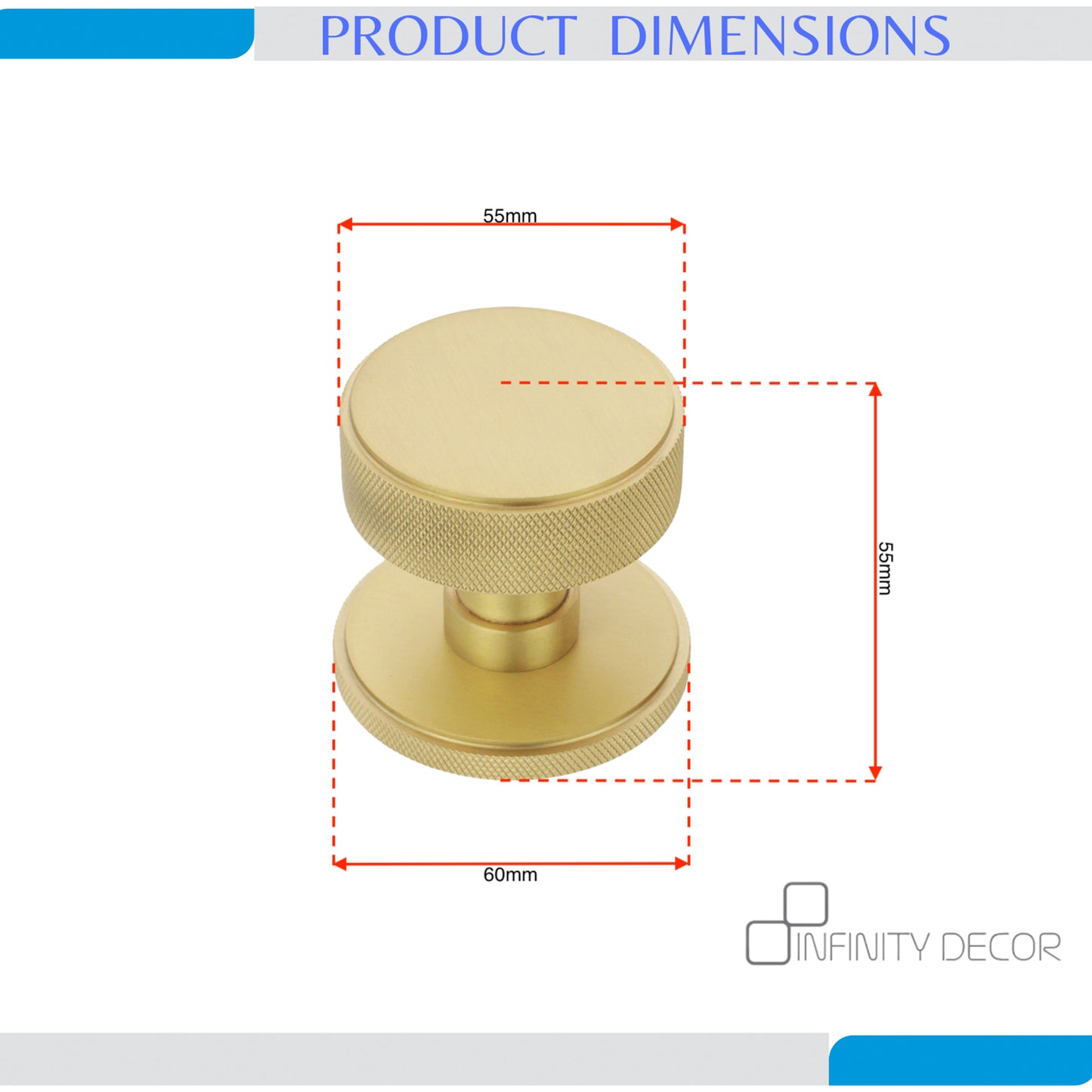 Connaught Knurled Mortice Door Knob Satin Brass