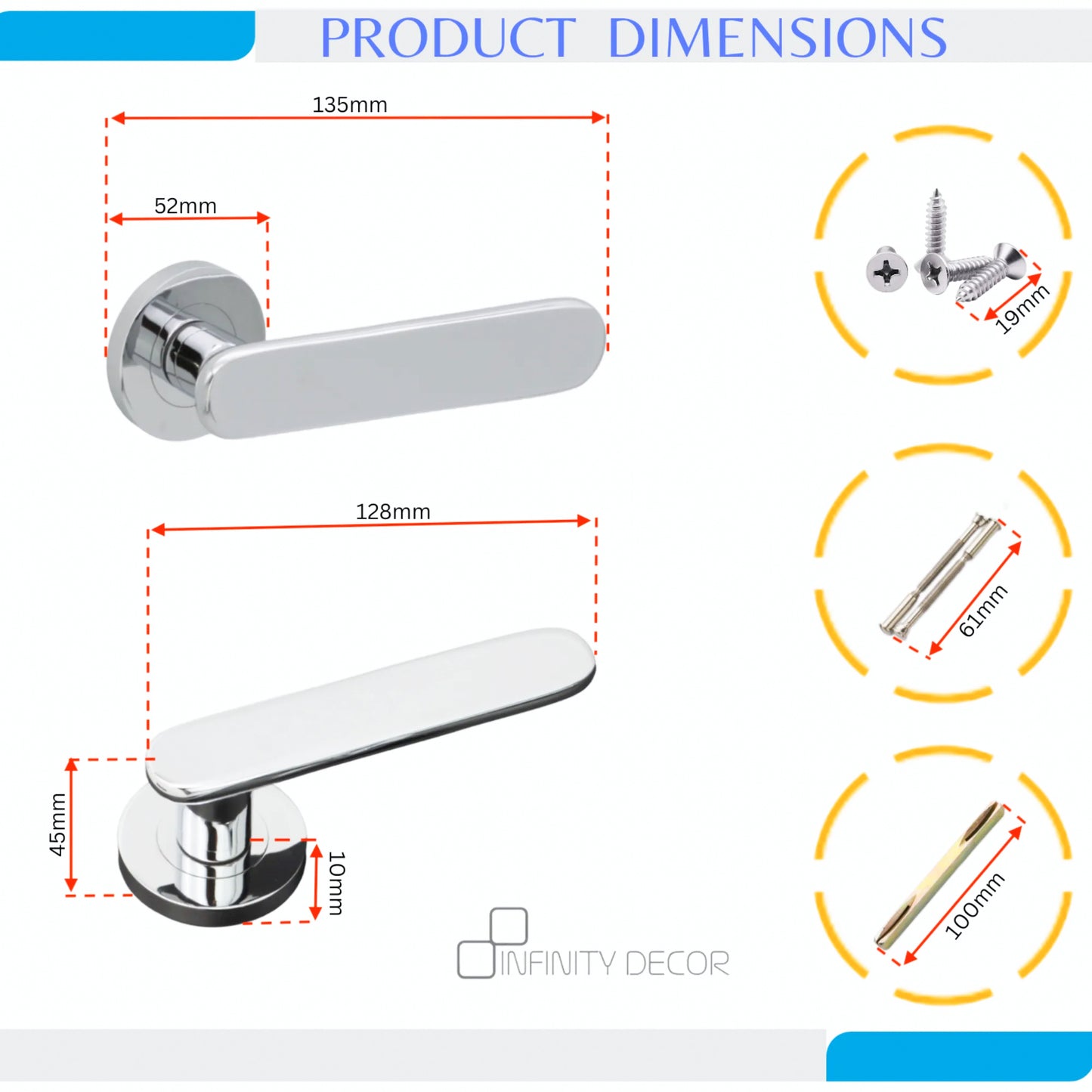Skyla Lever on Rose Polished Chrome Latch Pack