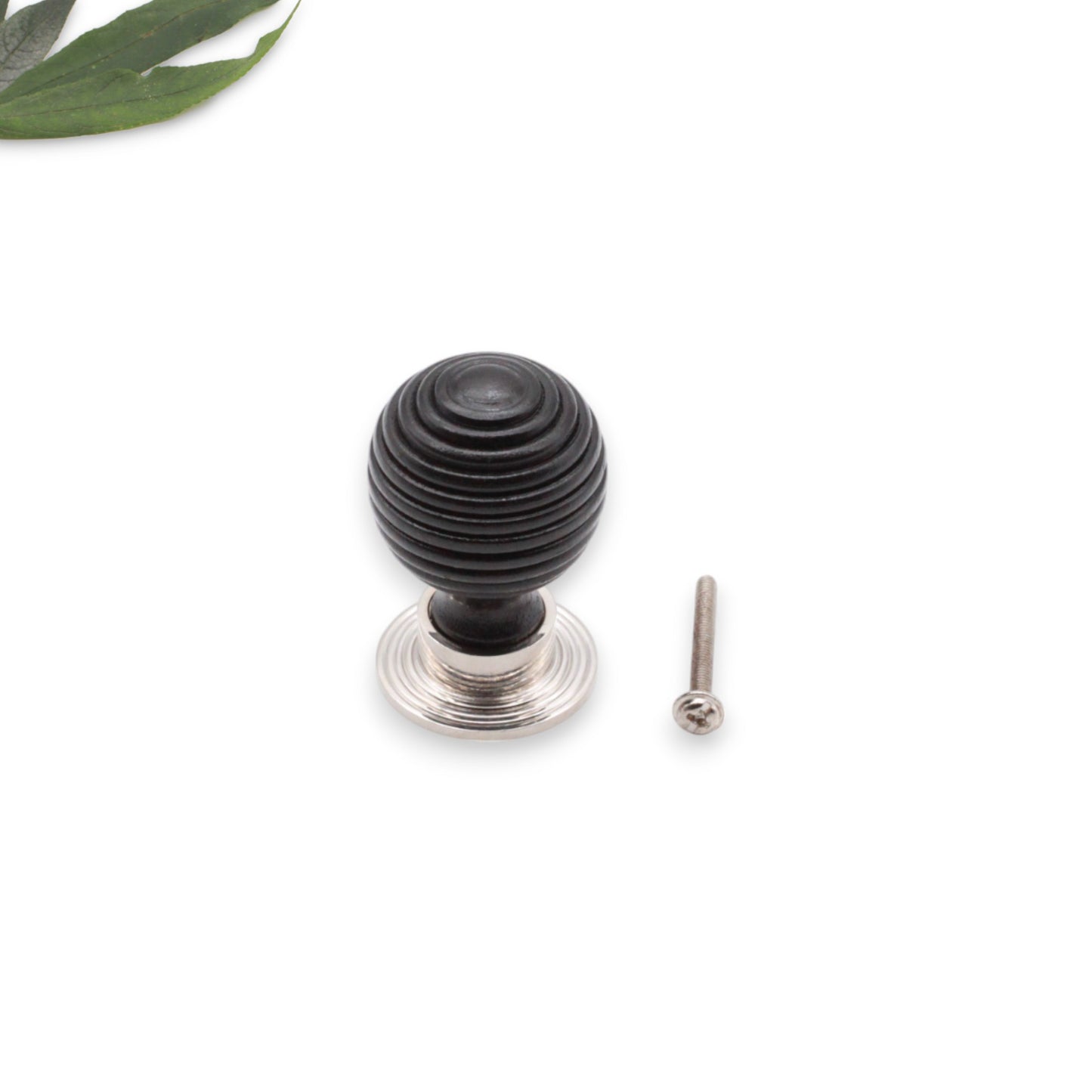 Ebonised Preston Large Cupboard Knob Polished Nickel