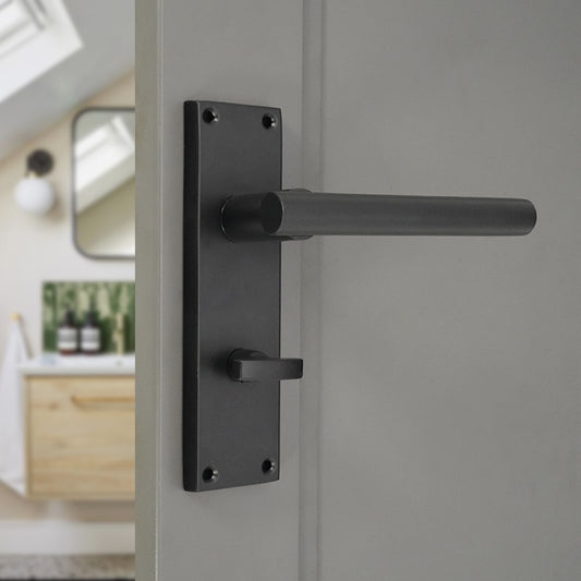 Jura Lever on Backplate Bathroom Pack Matt Black