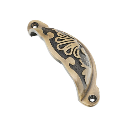 Floral Cup Pull Antique Brass