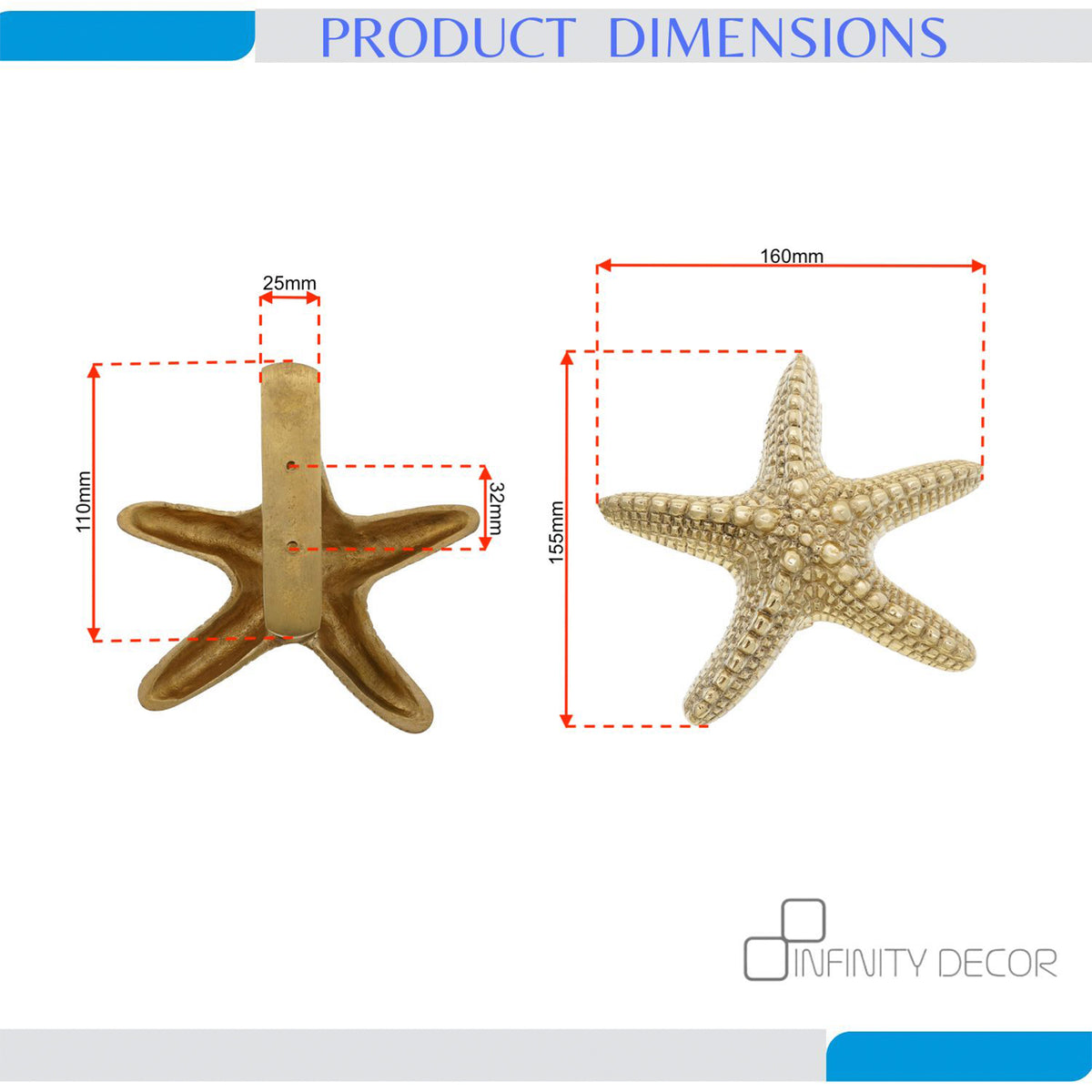 Polished Brass Starfish Door Knocker Home Decor